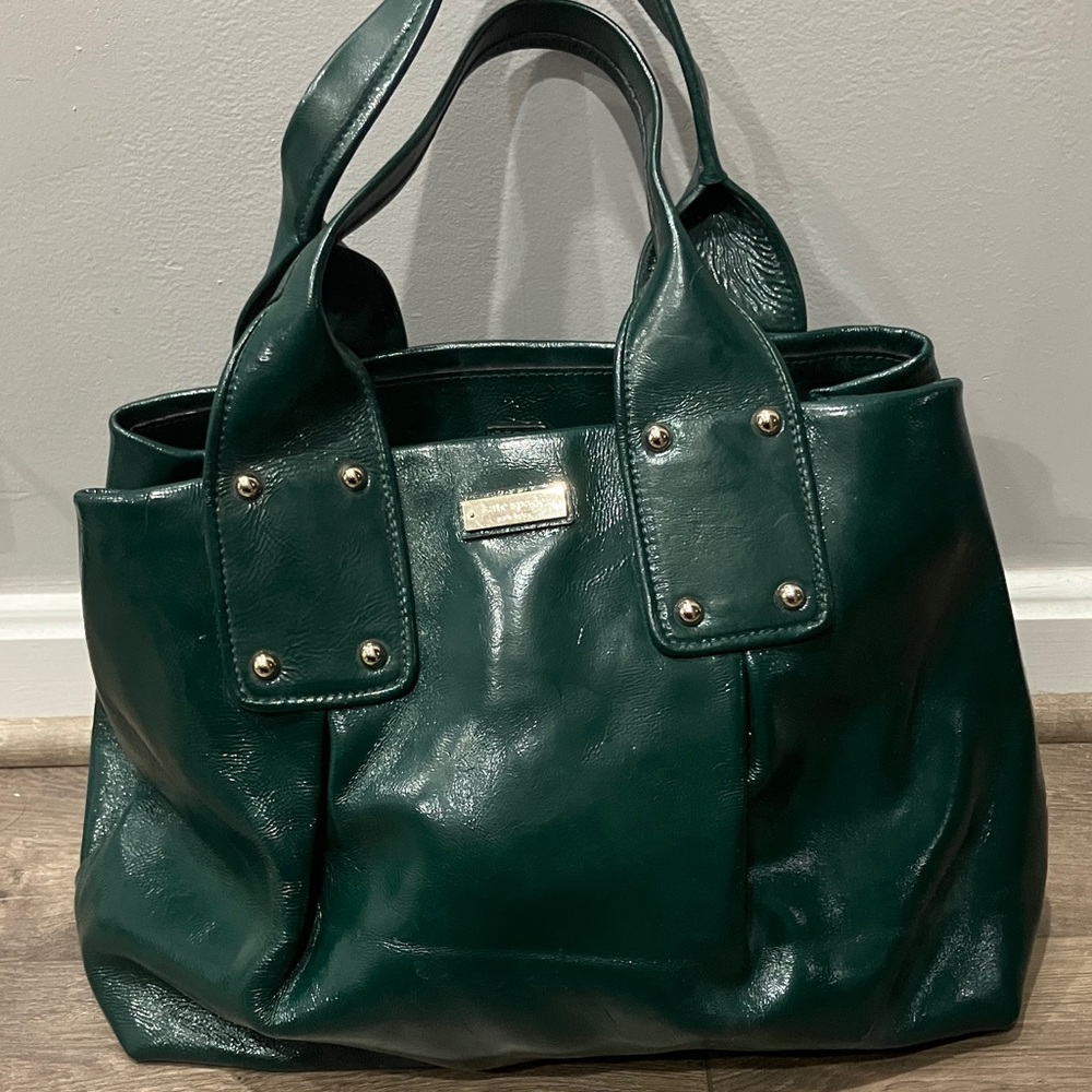 SALE! Kate Spade Dark Green Patent Leather Tote